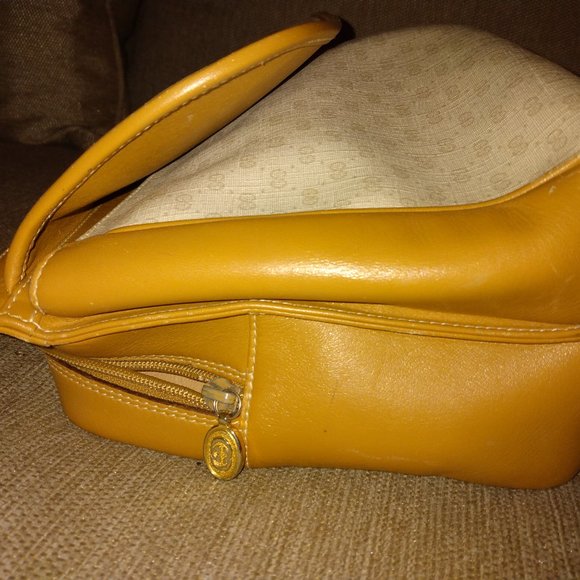 ❤️ GUCCI Micro G Logo Print Tan Canvas Leather Coated Canvas Clutch Shoulder Bag - Picture 5 of 15